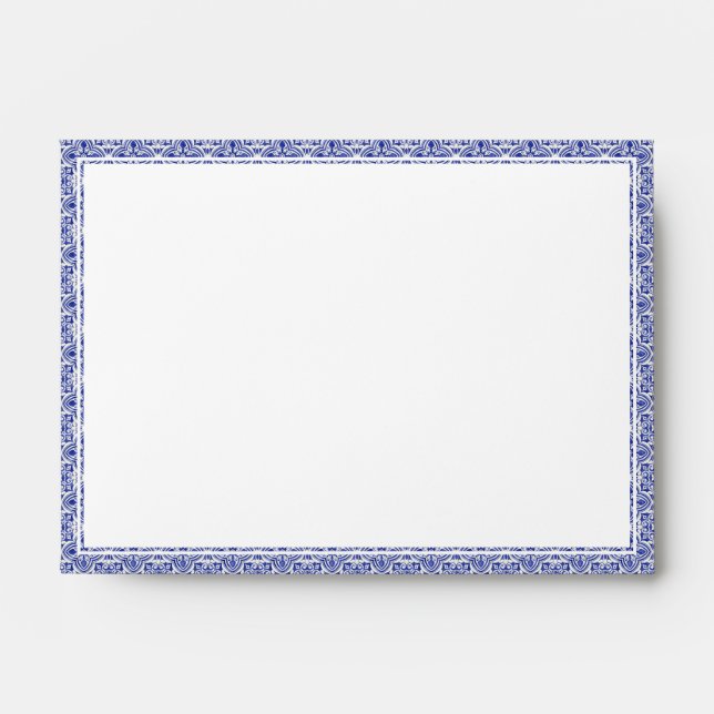 4"x6" Italia Blue Lemon Initials Wedding Envelope (Front)