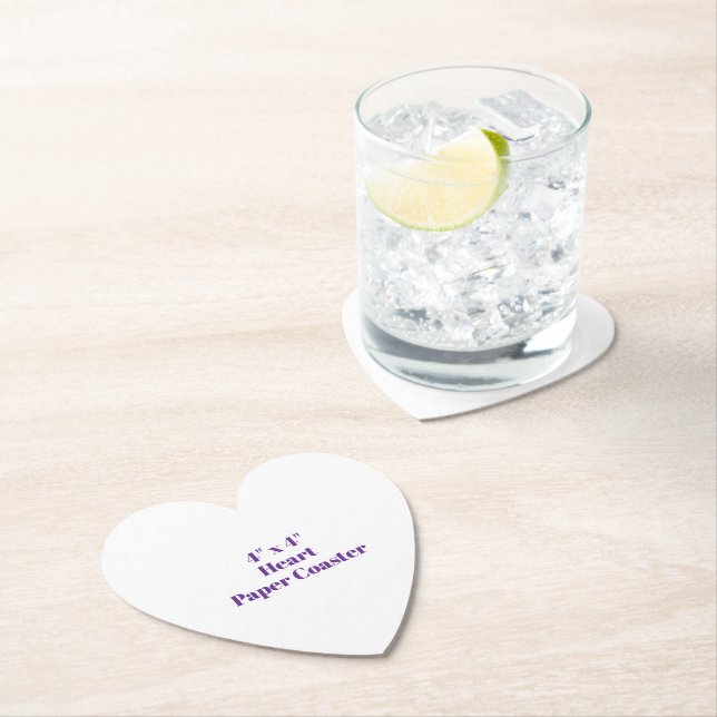 4" x 4" Heart Paper Coaster (Insitu)