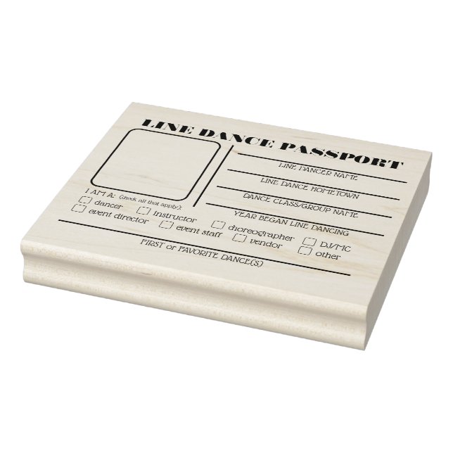 4" x 5" LINE DANCE PASSPORT ID Rubber Stamp (Stamp)
