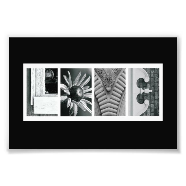 4 x 6 Love (Black) Alphabet Photo Letter Art (Front)