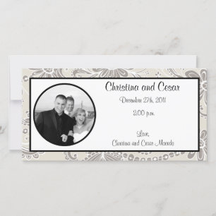 4 x 8 Engagement Photo Announcement Grey Flourish