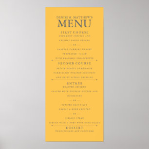 4" x 9" Daffodil Yellow Wedding Menu Poster