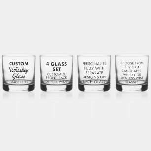 4 x Custom Personalised Whiskey Glass 12oz