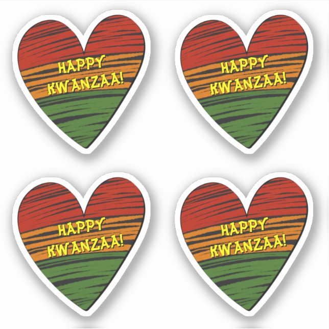4 x Happy Kwanzaa Juneteenth Your Text Heart (Front)