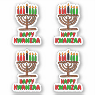 4 x Happy Kwanzaa Red Yellow Green Candles
