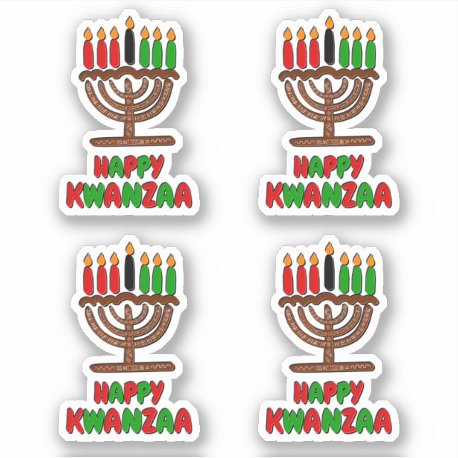 4 x Happy Kwanzaa Red Yellow Green Candles (Front)