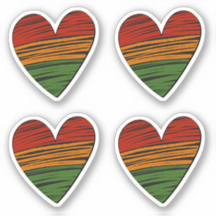4 x Kwanzaa Juneteenth Red Black Green Paint Heart