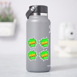 4 x POW Burst Pop Art Yellow Green on 4" Vinyl