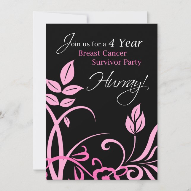4 Year Breast Cancer Survivor Party Invitation (Front)