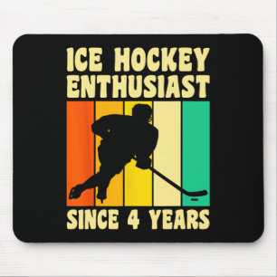 4 Year Old 4 Birthday Vintage Ice Hockey 4th Birth Mouse Mat