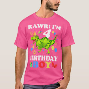 4 Year Old 4Th Birthday Boy T Rex Dinosaur T-Shirt