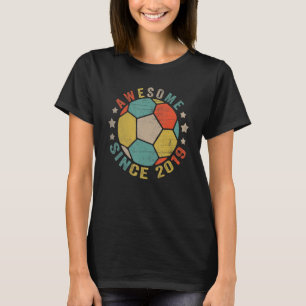 4 Year Old Awesome Since 2019 4th Birthday Soccer  T-Shirt