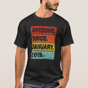4 Year Old Awesome Since January 2019 4th Birthday T-Shirt