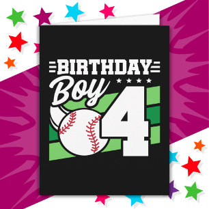 4 Year Old Baseball Party Theme 4th Birthday Boy Card