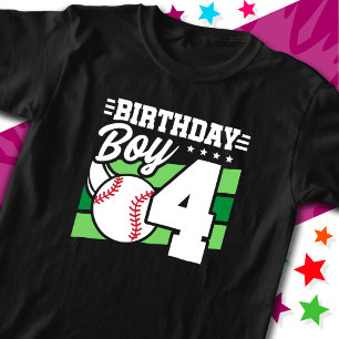 4 Year Old Baseball Party Theme 4th Birthday Boy T-Shirt