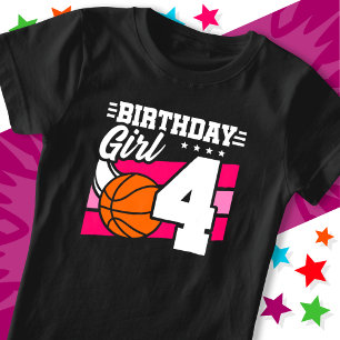 4 Year Old Basketball Party 4th Birthday Girl T-Shirt