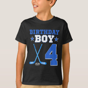 4 Year Old Birthday Boy 4th Birthday Ice Hockey T-Shirt