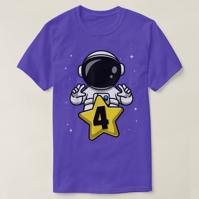 4 Year Old Birthday Boy Astronaut  4th Bday Party  T-Shirt (Design Front)