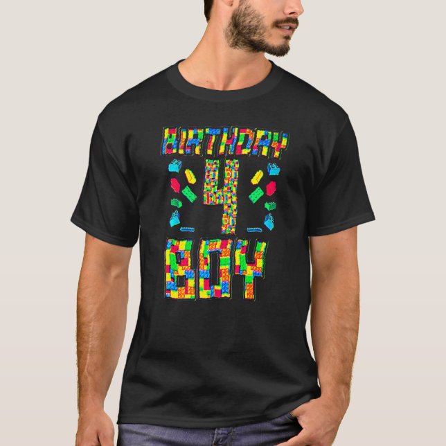 4 Year old Birthday Boy with puzzles games Toddler T-Shirt (Front)