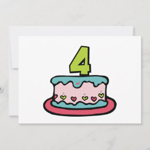 4 Year Old Birthday Cake Card