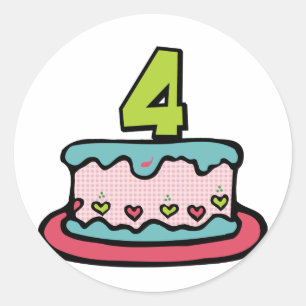 4 Year Old Birthday Cake Classic Round Sticker