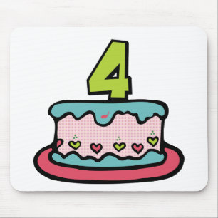 4 Year Old Birthday Cake Mouse Mat