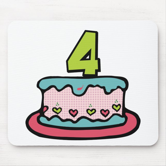 4 Year Old Birthday Cake Mouse Mat (Front)