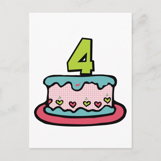 4 Year Old Birthday Cake Postcard (Front)
