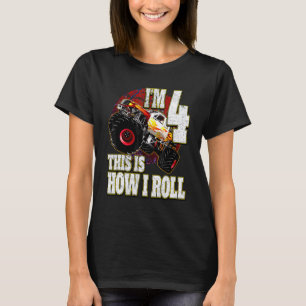 4 Year Old Birthday Loves Monster Truck T-Shirt