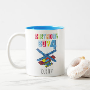 4-Year-Old Building Block Personalised Birthday Two-Tone Coffee Mug
