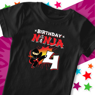4 Year Old Comic Book Style Ninja 4th Birthday T-Shirt