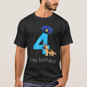 4 Year Old Cop Birthday Police German Shepherd Dog T-Shirt