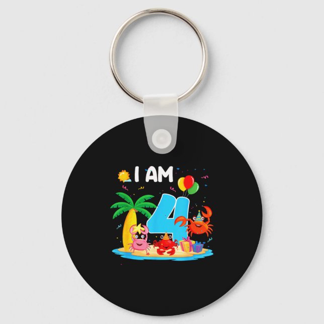 4 year old crab lover 4th crab theme beach summer key ring (Front)