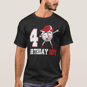 4 Year Old Dabbing Baseball 4th Birthday Boy Teen T-Shirt