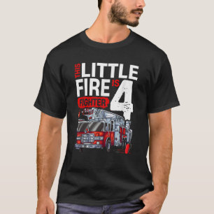 4 Year Old Firefighter Birthday Party Fire Truck 4 T-Shirt
