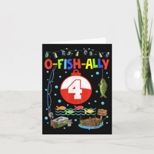 4 Year Old Fishing 4th Birthday Boy Bday Party Dec Card