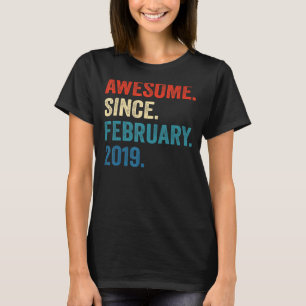 4 Year Old Gift Awesome Since February 2019 4th Bi T-Shirt