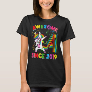4 Year Old Gifts Dabbing Unicorn Rainbow 4th Birth T-Shirt