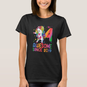 4 Year Old Gifts Girls Teens Dabbing Unicorn 4th B T-Shirt