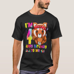 4 Year Old Girl Princess Little Red Panda   4th Bi T-Shirt