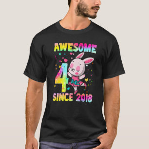 4 Year Old Girls Teens Cute Girl Rabbit 4th Birth T-Shirt