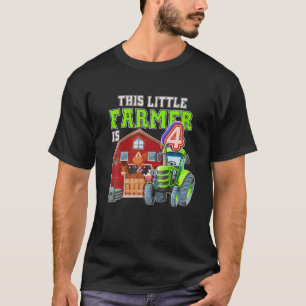 4 Year Old Green Farm Tractor Birthday Party Farme T-Shirt