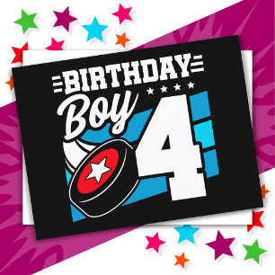 4 Year Old Hockey Party Theme 4th Birthday Boy Postcard