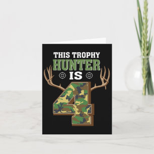 4 Year Old Hunting 4th Birthday Party Deer Hunter Card