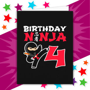 4 Year Old Karate Ninja Party Kids 4th Birthday Card