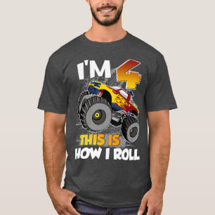 4 Year Old Monster Truck 4th Birthday Boy T-Shirt