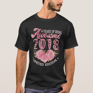 4 Year Old Pink Vintage 2018 Bday Gift 4Th Birthda T-Shirt