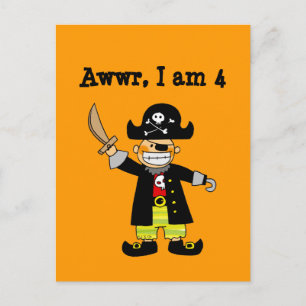 4 year old pirate boy postcard