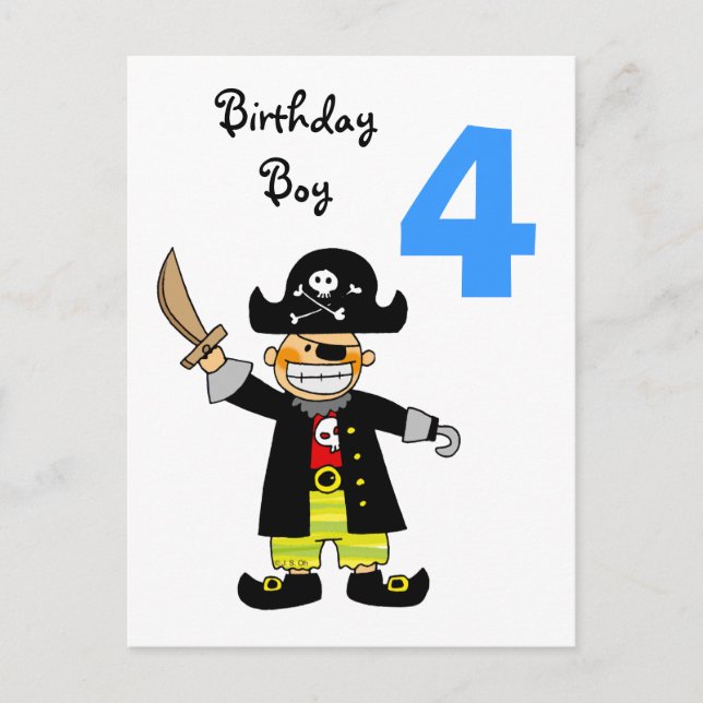 4 year old pirate boy postcard (Front)