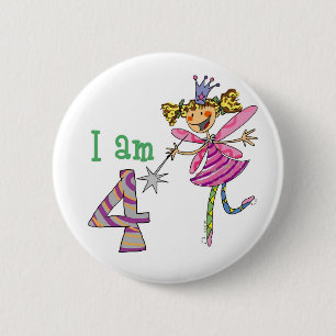4 year old princess fairy 6 cm round badge